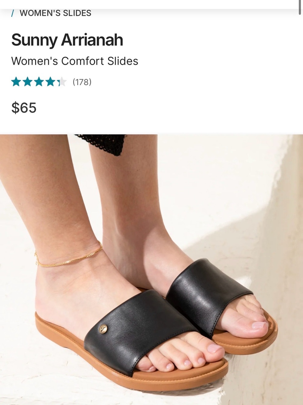 Reef Black Slide Sandals with Tan Sole